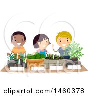 Poster, Art Print Of Group Of Children Selling Seedlings