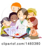 Poster, Art Print Of Group Of Children And Teacher Discussing Physics