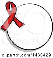 Poster, Art Print Of Blank Round Label With A Red Awareness Ribbon