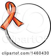Poster, Art Print Of Blank Round Label With An Orange Awareness Ribbon
