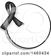 Clipart Of A Blank Round Label With A Black Awareness Ribbon Royalty Free Vector Illustration
