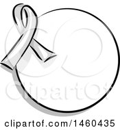 Clipart Of A Blank Round Label With A White Awareness Ribbon Royalty Free Vector Illustration