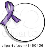 Poster, Art Print Of Blank Round Label With A Purple Awareness Ribbon