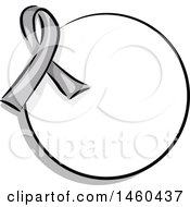 Poster, Art Print Of Blank Round Label With A Gray Awareness Ribbon