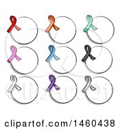 Poster, Art Print Of Circle Labels With Awareness Ribbons In Different Colors