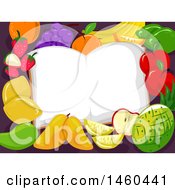 Clipart Of A Border Of Fruit Around An Open Book Royalty Free Vector Illustration