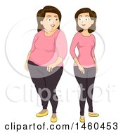 Clipart Of A White Woman Shown Before And After Losing Weight Royalty Free Vector Illustration