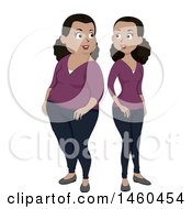 Clipart Of A Black Woman Shown Before And After Losing Weight Royalty Free Vector Illustration