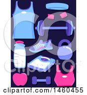 Clipart Of His And Hers Exercise Clothes And Fitness Gear Royalty Free Vector Illustration