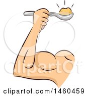 Clipart Of A Strong Mans Arm With A Spoon Of Protein Powder Royalty Free Vector Illustration