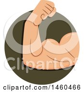 Clipart Of A Fitness Icon Of A Man Flexing His Arm Royalty Free Vector Illustration