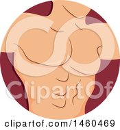 Clipart Of A Fitness Icon Of A Man Flexing His Chest Royalty Free Vector Illustration