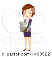Poster, Art Print Of Sad Fired Short Haired Brunette Caucasian Business Woman Carrying A Box Of Belongings