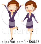 Poster, Art Print Of Short Haired Brunette Caucasian Business Woman In Happy Cheerful Poses