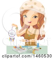 Poster, Art Print Of Gypsy Woman Making A Dreamcatcher