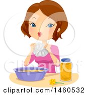 Clipart Of A Woman Making A Tie Dye T Shirt Royalty Free Vector Illustration