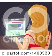 Clipart Of A Rear View Of A Sexy Woman Using A Webcam For Cyber Sex Royalty Free Vector Illustration