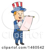 Poster, Art Print Of Cartoon Uncle Sam Reading An Announcement