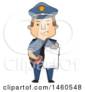 Poster, Art Print Of Cartoon Caucasian Police Man Issuing A Ticket