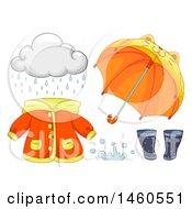 Clipart Of A Cloud And Rainy Day Gear Royalty Free Vector Illustration
