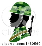 Poster, Art Print Of Silhouetted Male Army Soldier In Profile