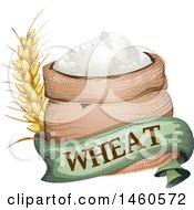 Wheat Flour Sack With A Banner And Stalk