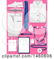 Poster, Art Print Of Medical Uniform With Stethoscope Chart Medicine And Prescription Paper