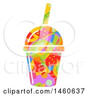 Clipart Of A Colorful Fruit Patterned Smoothie Cup Royalty Free Vector Illustration