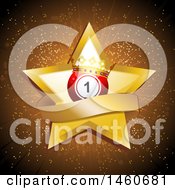 Poster, Art Print Of Gold Star With A Banner And Number 1 Crowned Bingo Ball Over A Burst