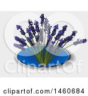 3d Blue Oval With Lavender On A Shaded Background