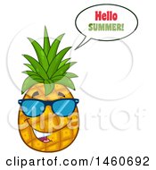 Poster, Art Print Of Pineapple Mascot Wearing Sunglasses And Saying Hello Summer