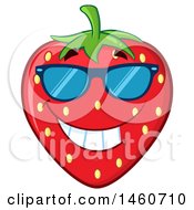 Poster, Art Print Of Strawberry Mascot Character Grinning And Wearing Sunglasses
