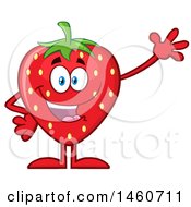 Poster, Art Print Of Strawberry Mascot Character Waving