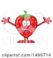 Poster, Art Print Of Strawberry Mascot Character Cheering Or Welcoming