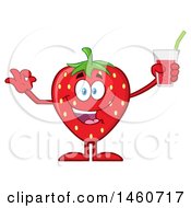 Clipart Of A Strawberry Mascot Character Gesturing Perfect And Holding A Glass Of Juice Royalty Free Vector Illustration