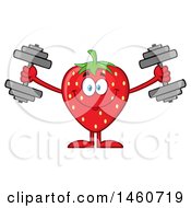 Poster, Art Print Of Strawberry Mascot Character Working Out With Dumbbells