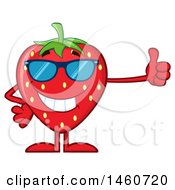 Poster, Art Print Of Strawberry Mascot Character Wearing Sunglasses And Giving A Thumb Up
