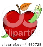 Poster, Art Print Of Red Apple With A Worm