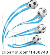 Poster, Art Print Of 3d Soccer Balls And Argentine Flags