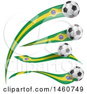 Poster, Art Print Of 3d Soccer Balls And Brazilian Flags