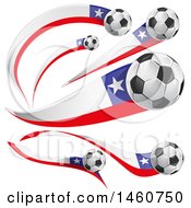 Poster, Art Print Of 3d Soccer Balls And Chilean Flags