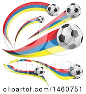 Poster, Art Print Of 3d Soccer Balls And Colombian Flags