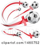 Poster, Art Print Of 3d Soccer Balls And English Flags