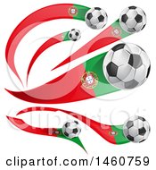 3d Soccer Balls And Portuguese Flags