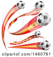 Poster, Art Print Of 3d Soccer Balls And Spanish Flags