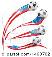 Poster, Art Print Of 3d Soccer Balls And American Flags