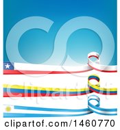 Poster, Art Print Of Chilean Uruguayan And Colombian Flag Banners On White And Blue