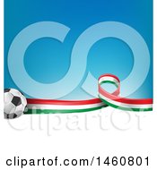 Poster, Art Print Of 3d Soccer Balls And Italian Flag Ribbon Over White Space And Gradient Blue