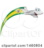 Poster, Art Print Of Happy Airplane With A Brazil Flag