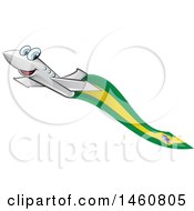 Clipart Of A Happy Airplane With A Brazil Flag Royalty Free Vector Illustration